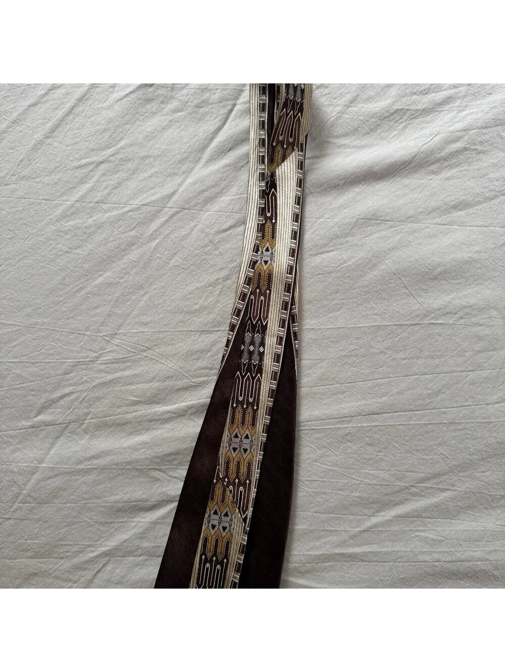 Carlo Palazzi Couture Silk Necktie Brown Cream Patterned Vintage
